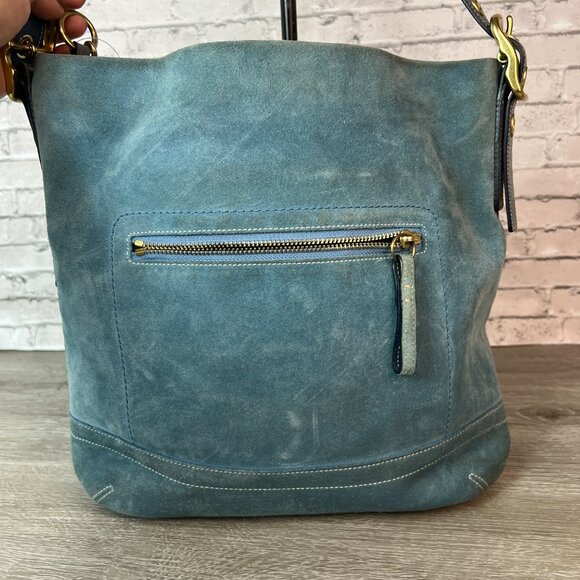 COACH Vintage Legacy Soft Slim Suede Duffle Crossbody 2004 Chambray Blue 1419 - Picture 4 of 8